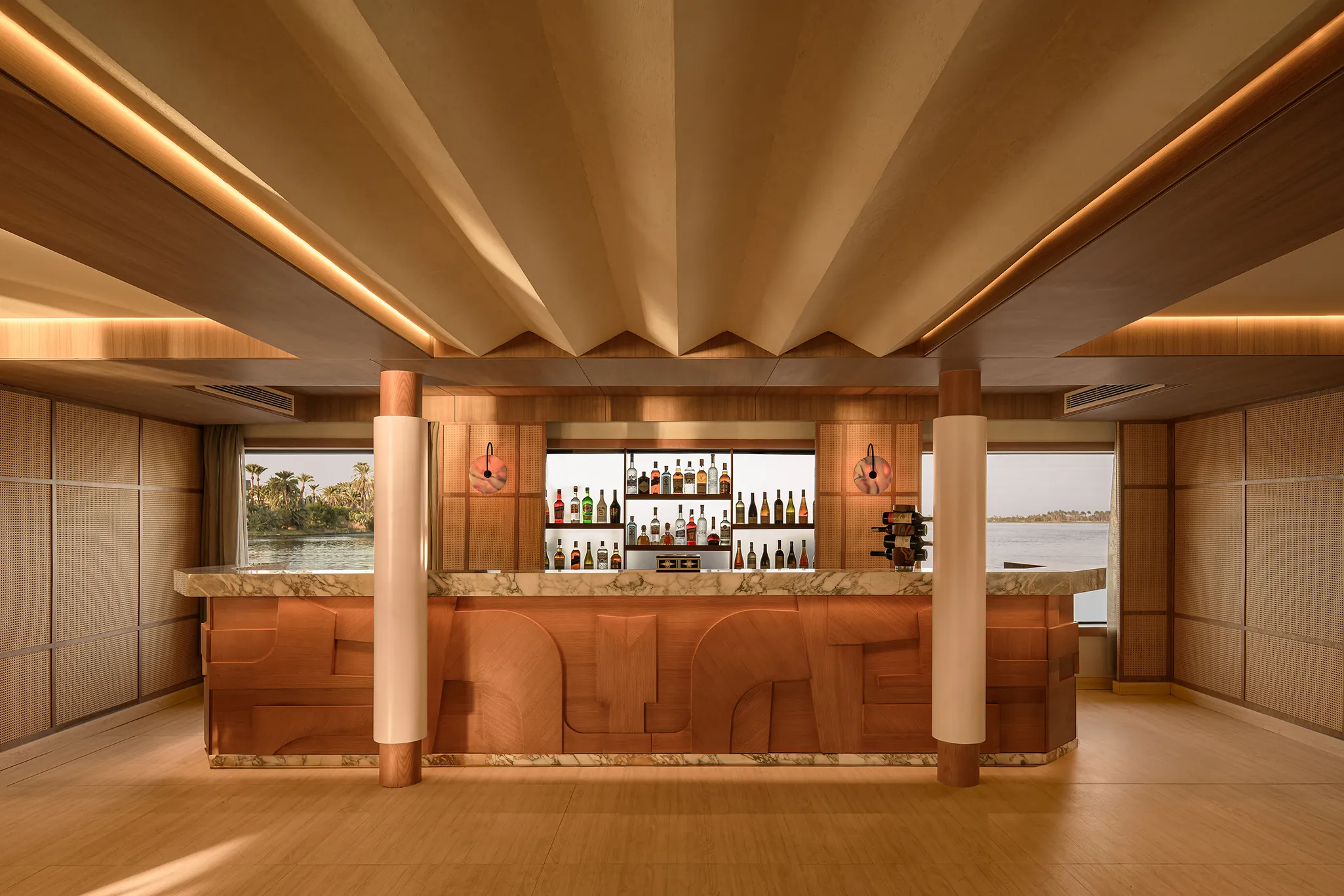Lounge aboard the Le Fayan Suites Nile Cruise Nile cruise